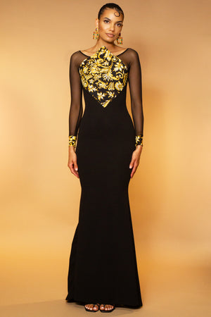 Ivana Golden Scrolls Gown