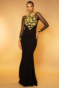 Ivana Golden Scrolls Gown