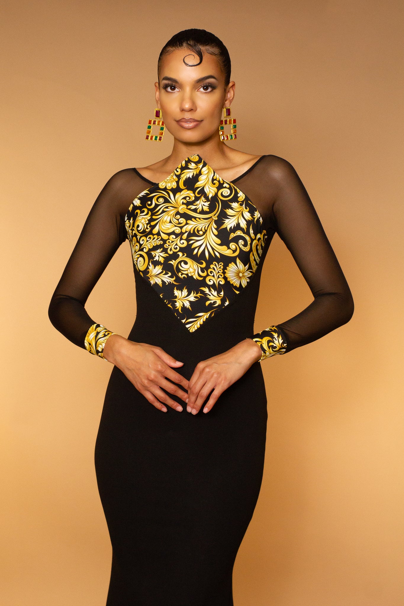 Ivana Golden Scrolls Gown