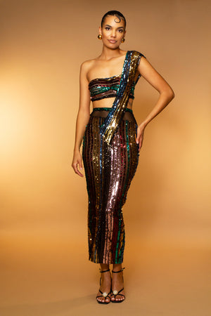 Starlight Sash Skirt & Bandeau Sequin Set