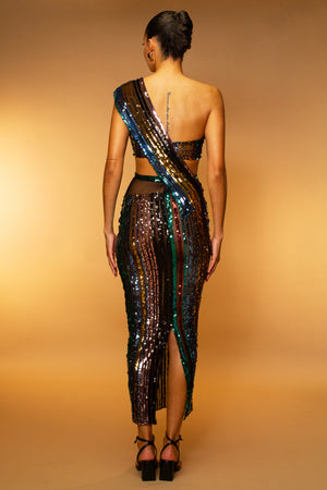 Starlight Sash Skirt & Bandeau Sequin Set