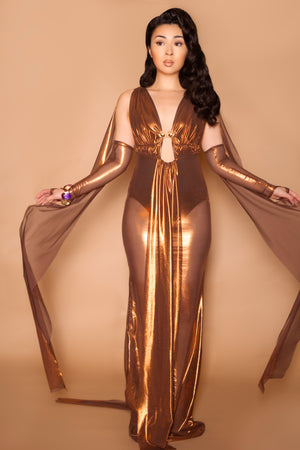 Lyra Swann Jeweled Mesh Gown