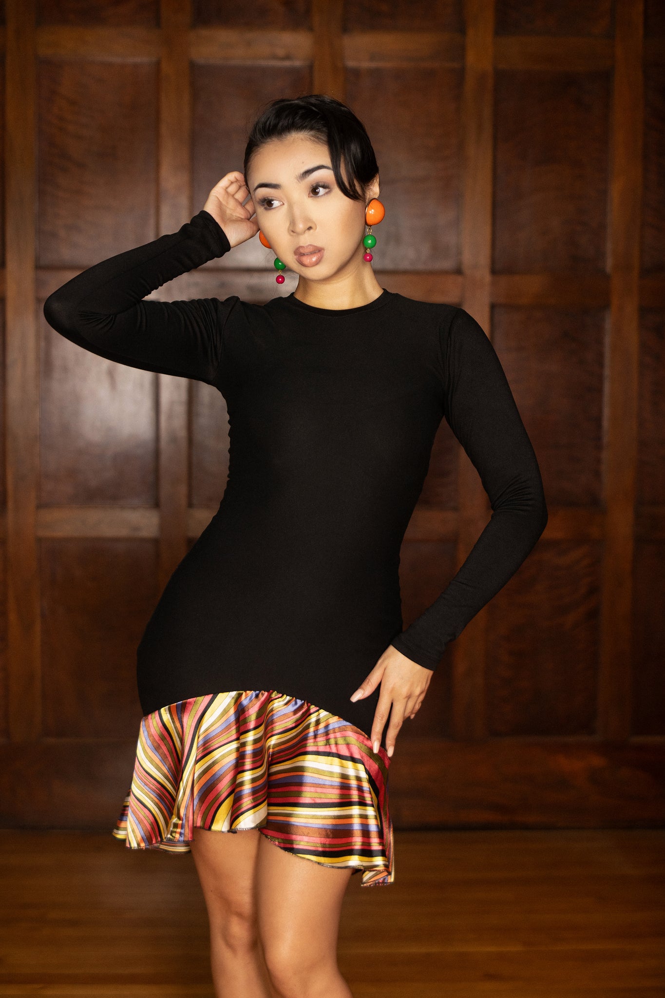 Sasha Satin Ruffle Cocktail Dress