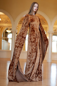Arabella Embossed Bronze Velvet Gown