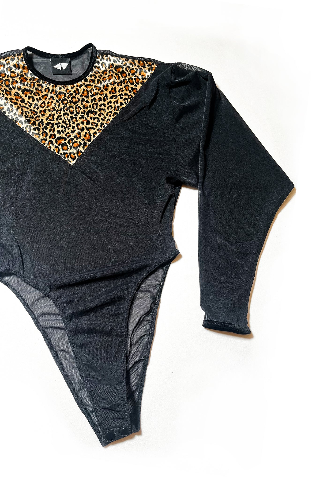 Sheneé Leopard Satin & Mesh Bodysuit
