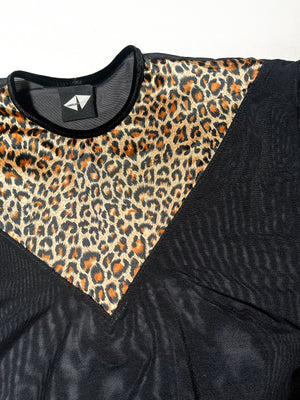 Sheneé Leopard Satin & Mesh Bodysuit