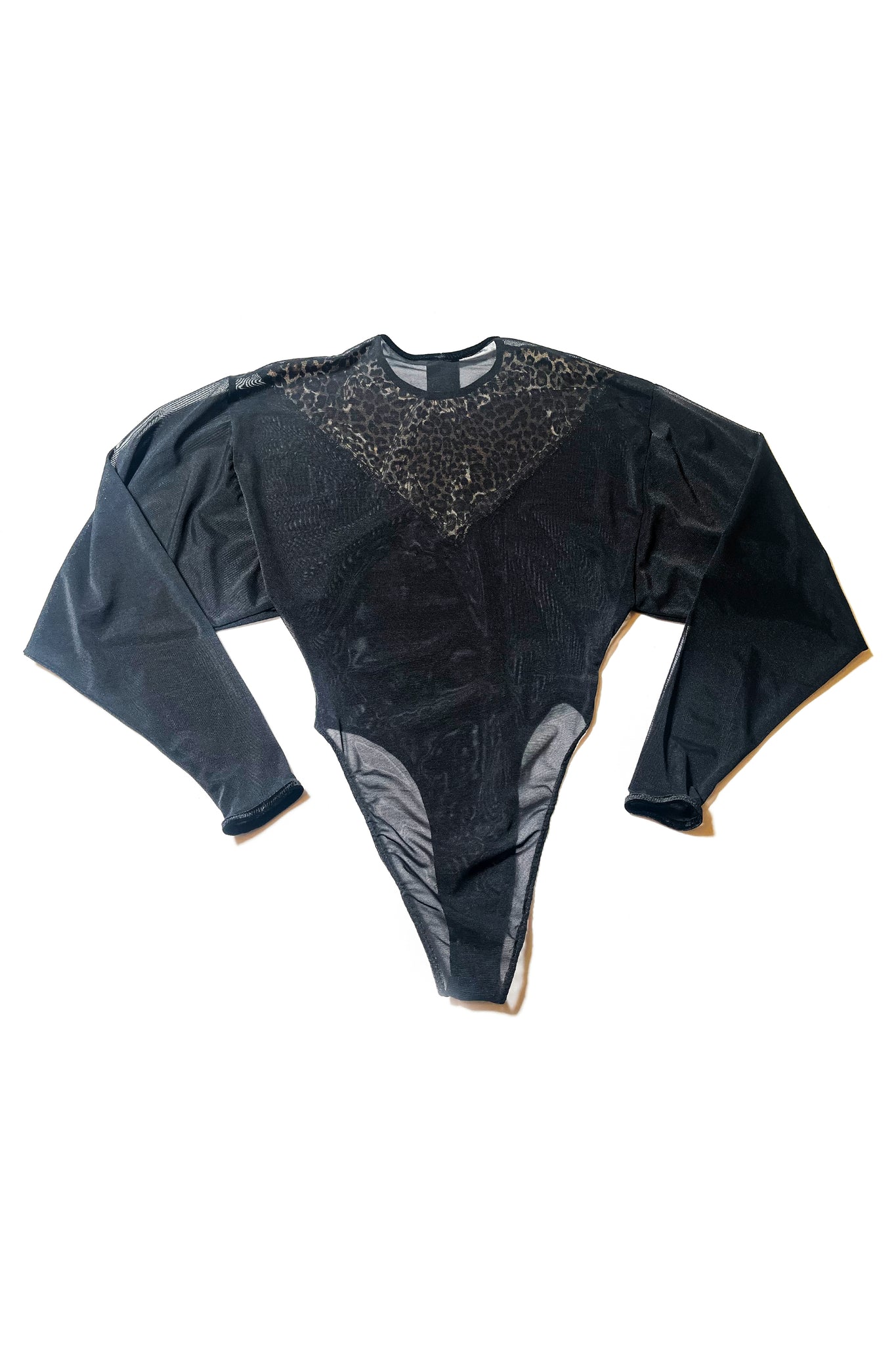 Sheneé Leopard Satin & Mesh Bodysuit